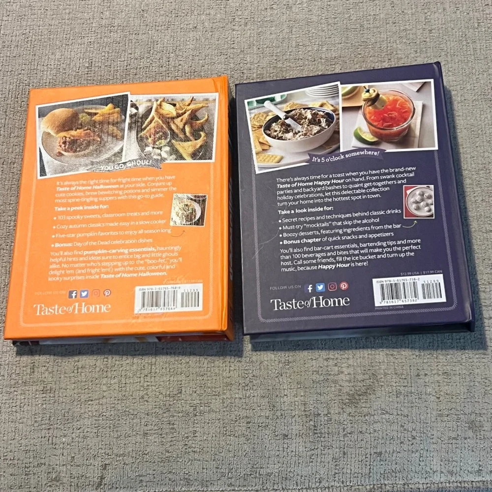 Taste of Home Cookbook Lot Halloween and Happy Hour Spiral Hardcover Recipes